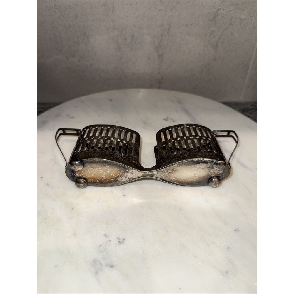 Vtg Apollo EPNS Bernard Rice's Sons Silver Plated Double Spoon Holder Basket USA - Picture 5 of 10